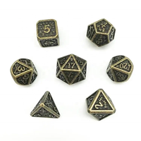 Jeu de dés polyédriques en acrylique Dragon Wars 16 mm D6 D20 avec gobelet et boîte, finition antique, 7 couleurs, pour DND