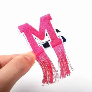 Iron On Computer Digitizing Embroidered Services Handmade Tassels Custom Embroidery Alphabet Letters Logo Patches For Clothing