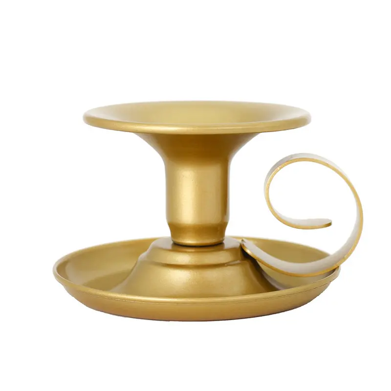 Yaratıcı tasarım şamdan dekoratif Vintage masa süs siyah altın Metal demir zanaat mumluk