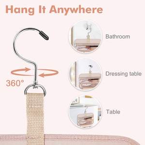 Bolsa de almacenamiento de cosméticos de maquillaje portátil de 4 secciones de gran capacidad multifunción estilo dama cierre de cremallera Material de poliéster carta - Product Image 5