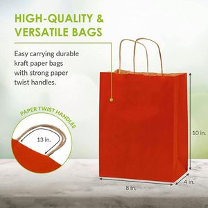 Petit sac cadeau en papier kraft avec poignées, sac fourre-tout artisanal pour boutiques, magasins de détail, fêtes d'anniversaire, sac en papier pour boutique - Product Image 3