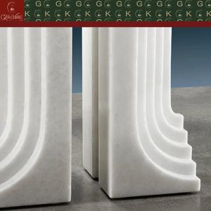 <span class=keywords><strong>Table</strong></span> à manger en marbre blanc Bianco Carrara GOLDKING pour cuisine et salle à manger, pierre blanche pure, design monolithique poli sur mesure - Product Image 6