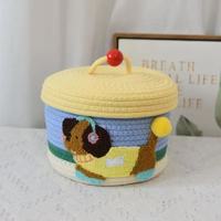 Boîte de rangement de bureau mignonne, panier de rangement pour bébé, panier de rangement de bureau, panier de rangement tissé en fil de coton