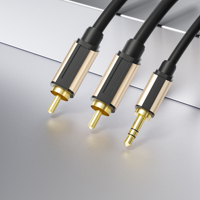 Câble audio stéréo Y OEM 3,5 mm mâle-mâle avec conducteur en cuivre nu, longueur 5 m, pour lecteur DVD, haut-parleur et système home cinéma
