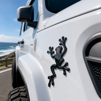 Emblème de voiture 3D en forme de grenouille arboricole noir mat : Autocollant grenouille grimpante plaqué ABS pour SUV tout-terrain, camion 4x4, autocollant étanche