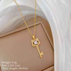 Collana con Lucchetto 'Chiave del Mio Cuore' in Acciaio Inossidabile Placcato Oro, Impermeabile e Antiossidante, Bestseller su TikTok di Fanhua Jewelry - Product Image 6