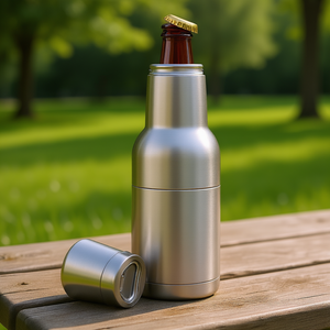 Stainless Steel Bottle Cooler 12oz Vacuum Insulated with Handle and Lid and Opener for Beer Travel Outdoor Use - Product Image 2