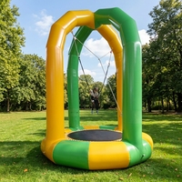 Trampolín elástico inflable redondo para una sola persona con lona de PVC duradera con muchos colores para diversión infantil interior y exterior