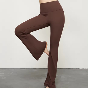 Pantalones acampanados de cintura alta Tight Gym Nylon Spandex Leggings acampanados de longitud completa - Product Image 2