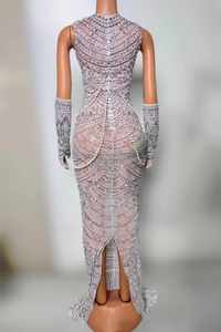 Ocstrade phụ nữ thanh lịch Rhinestone trang trí chất lượng cao thẳng sang trọng chuỗi ngọc trai pháp người phụ nữ Cocktail ăn mặc với găng tay - Product Image 5