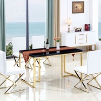 Table à manger de ménage en marbre d'acier inoxydable, combinaison moderne et simple de table et de chaise de 1.8
