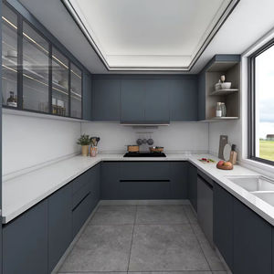 Youya Home Gabinetes de cocina modernos modulares en forma de U Montado en la pared Gabinete de cocina al por mayor Acero inoxidable con cajones de almacenamiento - Product Image 1