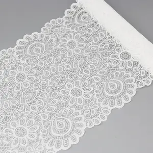 Elastic Lace Fabric French Hollow Underwear Stretch Ribbon Trim DIY French Hollow Underwear Lace (3 Meters) 22cm White