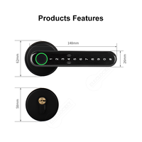Poignée de porte intelligente étanche Tuya TTLock, serrure intelligente biométrique avec empreinte digitale, mot de passe, entrée sans clé pour portes en bois
