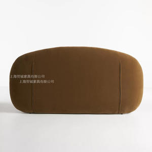 Cama Doble de Tela Minimalista Italiana con Cabecera Tapizada Color Camel de 1.8m, Estilo Nórdico para Recámara Principal - Product Image 4