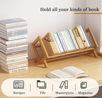 Hot Selling Wood Tilting Bookcase Desktop Book Shelf Organizer Bookshelves Storage Rack for CDs/Magazine/Books Display