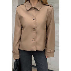 Chaqueta para Mujer Color Bronceado con Detalle de Botones - Product Image 4