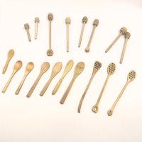 Lot de 4 mini-bâtonnets à miel en bois de 6,3 pouces, design nid d'abeille, pour servir et saupoudrer, idéal pour les mariages et les fêtes