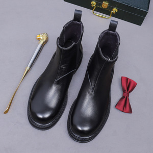 Nouvelles chaussures tendance pour hommes, bottes en cuir de vache pour hommes, bottes courtes, chaussures habillées pour hommes, durables et antidérapantes, bottes d'automne - Product Image 1