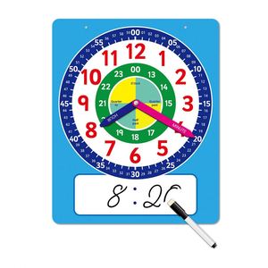 Horloge d'apprentissage magnétique effaçable à sec pour démonstration du temps analogique et numérique, idéale pour l'école à domicile - Product Image 1