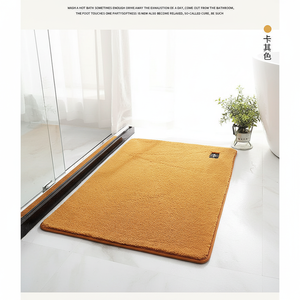 Alfombra de baño rectangular absorbente antideslizante para baño, uso doméstico, color sólido, diseño minimalista, naranja - Product Image 3