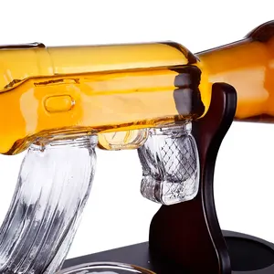 Vidro de cristal ak47 rifle gun uísque, vinho, decanter com 2 conjunto de óculos de uísque para licor, uísque, vodka, marca