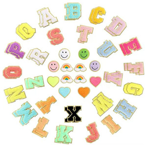 Vàng cạnh thư mỉm cười khuôn mặt trái tim cầu vồng số grint Chất liệu khăn thêu tự dính vá Sticker - Product Image 2