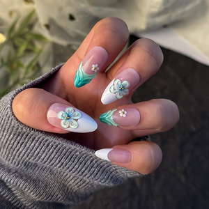 เล็บปลอม 3 มิติ สีเขียว แบบกดติด 24 ชิ้น - ทรงอัลมอนด์รูปหยดน้ำ <span class=keywords><strong>ลาย</strong></span>เกล็ด<span class=keywords><strong>ปลา</strong></span> สำหรับผู้หญิง งานปาร์ตี้ ขายส่ง รับผลิตตามแบบ OEM - Product Image 4