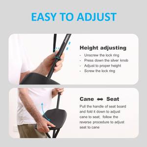 كرسي من قصب الألومنيوم قابل للطي عكازات كرسي محمول مع مقعد لكبار السن - Product Image 5