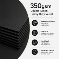 Papier couché noir doux au toucher 350 g/m², double face, finition velours mate, robuste, de luxe, pour boîte cadeau rigide avec fermeture magnétique, feuille d'emballage