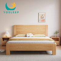 Cadre de lit Double simple de Style nordique meubles de chambre à coucher pour adultes en bois massif ensemble de lit King Queen Size en bois Simple