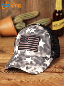 Mujeres Hombres Bandera americana Estrella Rayas Malla Empalme Gorra de béisbol Moda Hombre Mujer Transpirable Cola de Caballo Sombreros Unisex Gorras de camionero - Product Image 5