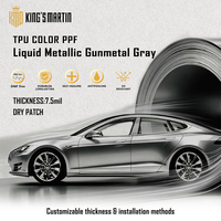 KING MARTIN Film de protection de peinture sans DMF, autocollants de carrosserie automobile, adapté aux voitures, gris métallisé liquide, TPU, PPF