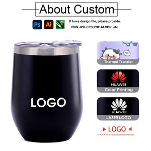 Gobelet isotherme sous vide en acier inoxydable avec couvercle, forme œuf, 350 ml (12 oz), personnalisable avec logo, pour café et vin rouge - Product Image 4