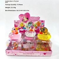 Jouet à presser en TPR transparent qui brille dans le noir, en forme de canard, rempli de fruits colorés, pour les 14 ans et plus