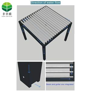 <span class=keywords><strong>Pergola</strong></span> Bioclimatica in Alluminio con Telecomando del Produttore, Tetto a Lamelle Orientabili Retrattile e Impermeabile per Ombreggiatura da Giardino Esterno - Product Image 6