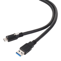 Cable USB 3.0 para Visión Artificial, Macho Tipo A a Macho Tipo C con Conector de Rosca para Cámara Industrial, Datos de Alta Velocidad