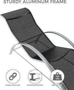 Juego <span class=keywords><strong>de</strong></span> 3 Tumbonas para Patio y Piscina con Mesa Lateral, Estructura <span class=keywords><strong>de</strong></span> <span class=keywords><strong>Aluminio</strong></span>, Tela Teslin, para el Borde <span class=keywords><strong>de</strong></span> la Piscina, Terraza, Jardín - Product Image 2