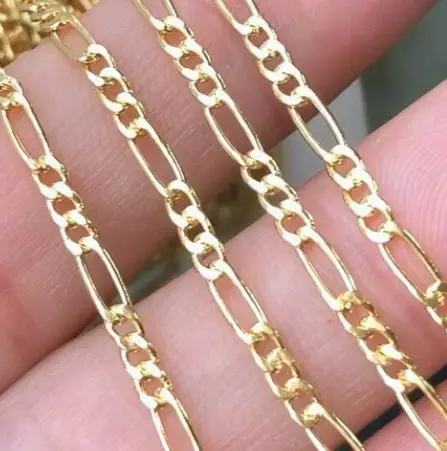 Hight quality 14K gold filled 3+1 large flat figaro chain flat rectangle chain for DIY jewelry making