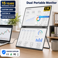 Moniteur portable triple écran 16 pouces 2.5K IPS avec logo personnalisé, haut-parleurs intégrés, boîtier en alliage d'aluminium, détection de gravité