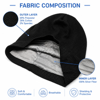Bonnet Slouchy d'Usine pour Femme Hiver Automne Ski Voyage, Bonnet Tricoté Doublé Fibre d'Argent, Chaud, avec Revers Plié, Beige
