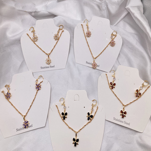 Conjunto de joyería de moda de Dubái para novia, collar y pendientes de circón colorido chapado en oro de 18k, conjunto de joyería - Product Image 3