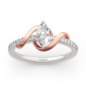 <span class=keywords><strong>Un</strong></span> <span class=keywords><strong>incontro</strong></span> con me stesso anello da donna di fidanzamento in argento Sterling con diamante Moissanite taglio Marquise e oro rosa - Product Image 1