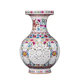 Jingdezhen ceramica blu e bianco porcellana traforata vasi ornamenti fiore stile cinese casa soggiorno decorazione vasi