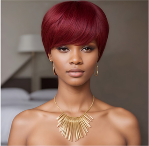 Parrucca Pixie in Capelli Umani Corti, Senza Colla, Realizzata a Macchina, 100% Capelli Umani Veri Remy, Taglio Pixie per Donne di Colore - Product Image 3