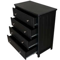 Commode classique européenne à 4 tiroirs en bois – Meuble de rangement robuste en Radiata/MDF avec poignées en alliage pour la maison et la chambre