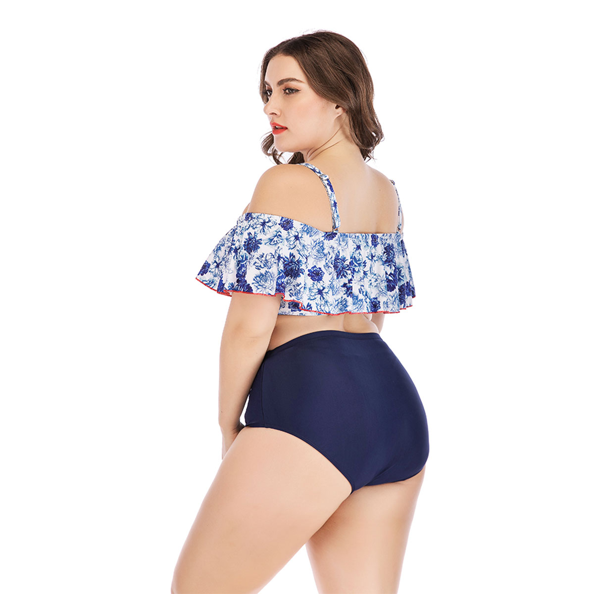 Peony Ruffle-Strap high waist sexy swimwear plus size bikini