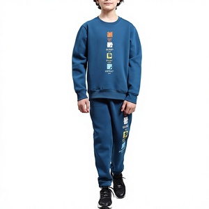 Conjunto Deportivo de Algodón Azul para Niños, Cuello Redondo, Manga Larga, Diseño Estampado, Ropa Casual de Otoño, Corte Regular con Bolsillos Laterales - Product Image 1