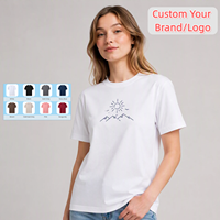 T-shirt en coton 100% respirant et écologique 260GSM, logo graphique personnalisé imprimé, pour femme, coupe classique, été, décontracté, haute qualité