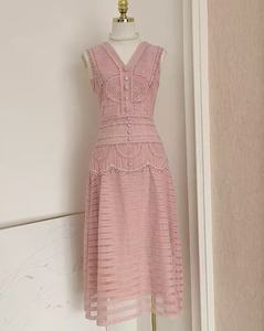 <span class=keywords><strong>Vestido</strong></span> <span class=keywords><strong>de</strong></span> moda casual <span class=keywords><strong>de</strong></span> color liso con pequeñas rayas, superventas transfronterizo 2025, disponible para entrega inmediata - Product Image 3